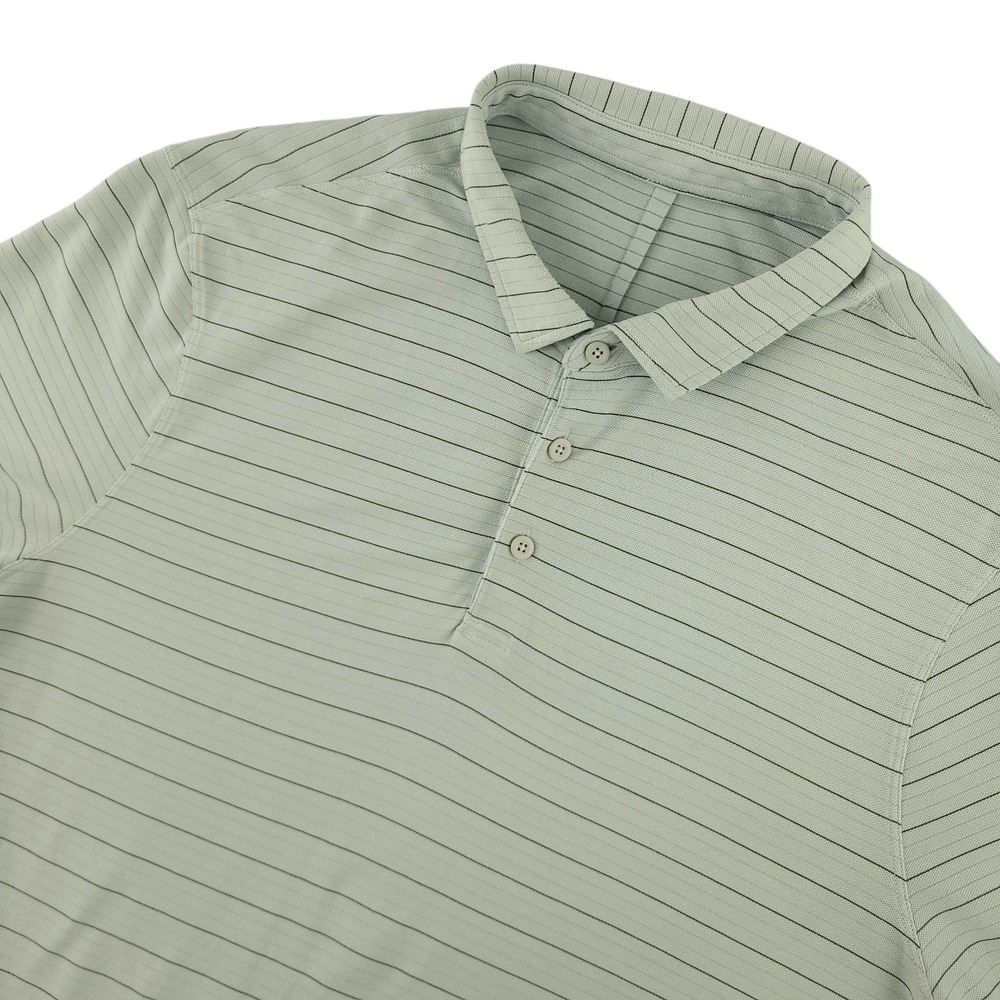 Lululemon Polo Shirt Mens XL Gray Stripe Golf Performance Lightweight Casual Top